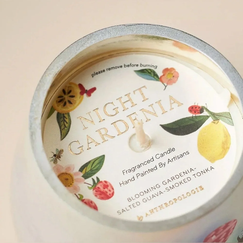 Anthropologie Fruity Monogram Floral Night Gardenia Glass Candle, Various NWT